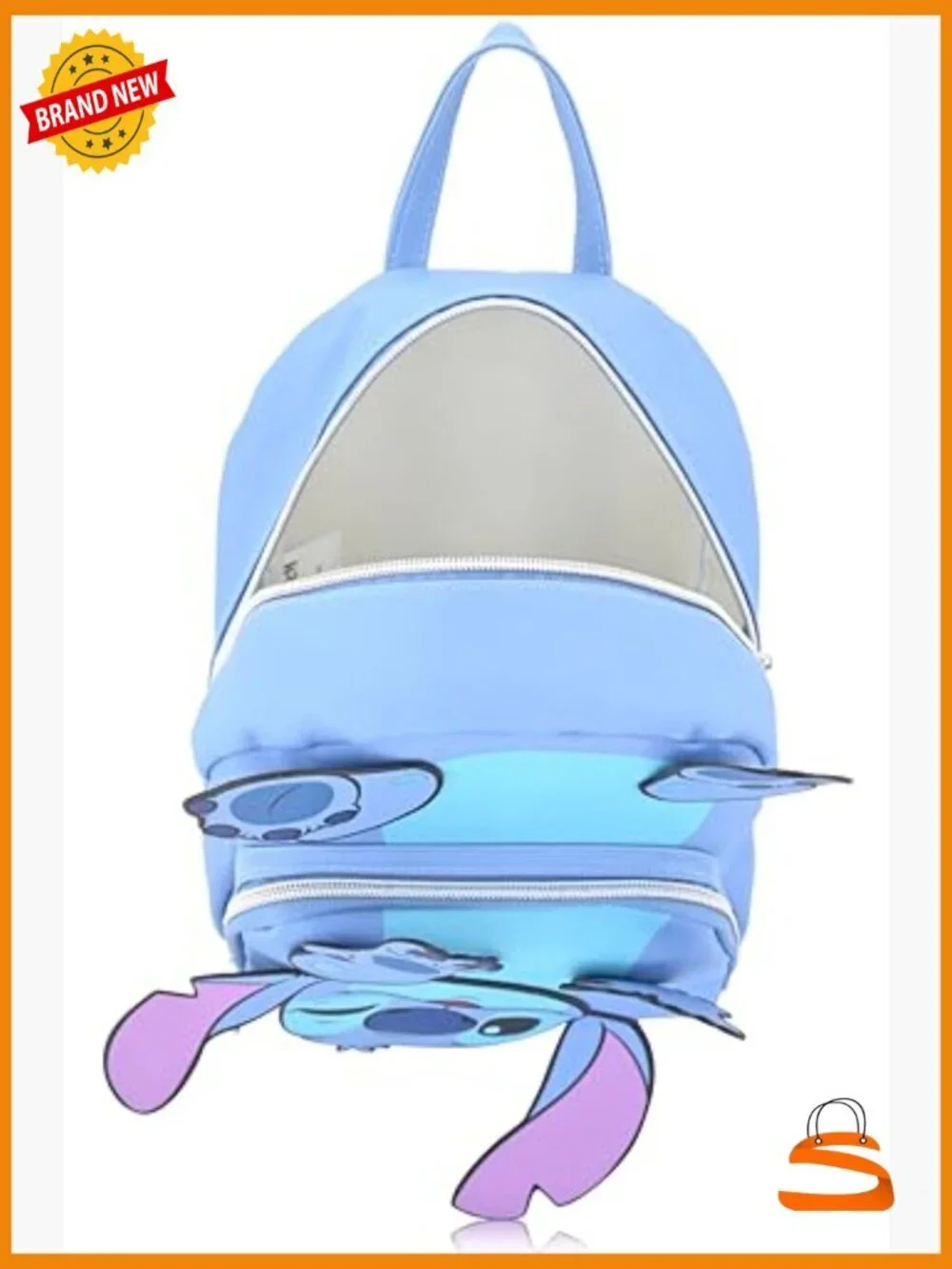 Disney Stitch Mini Backpack with Movable Arms, Lightweight Faux Leather Bookbag